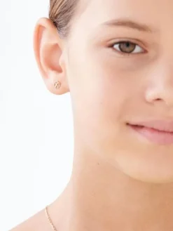 Apart Kolczyki z żółtego złota z diamentami - koniczyny, serca - 0,004 ct - próba 375< Kolczyki Z Diamentami