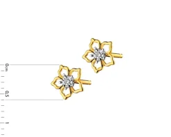 Apart Kolczyki z żółtego złota z diamentami - kwiaty - 0,006 ct - próba 585