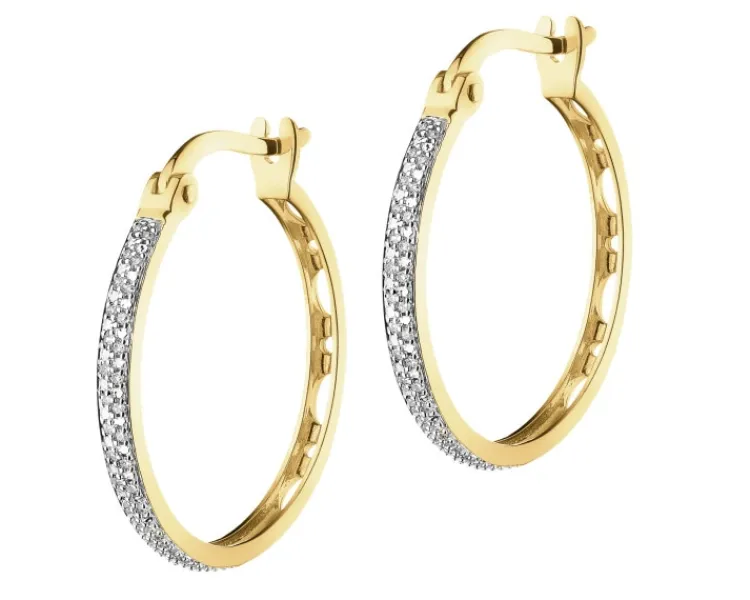 Apart Kolczyki z żółtego złota z diamentami - koła - 0,10 ct - próba 585< Kolczyki Z Diamentami