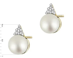Outlet Apart Kolczyki z żółtego złota z diamentami i perłami - próba 585