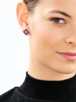 Apart Kolczyki z żółtego złota z diamentami i rodolitami - próba 585< Wszystkie