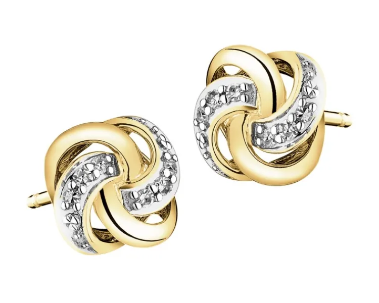 Outlet Apart Kolczyki z żółtego złota z diamentami - 0,06 ct - próba 585