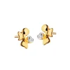 Discount Apart Kolczyki z żółtego złota z diamentami - aniołki, serca - 0,006 ct - próba 585