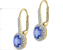 Clearance Apart Kolczyki z żółtego złota z diamentami i tanzanitami - próba 585