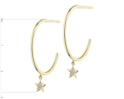 Clearance Apart Kolczyki z żółtego złota z diamentami - gwiazdy, koła - 0,006 ct - próba 375