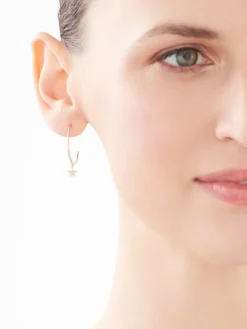 Clearance Apart Kolczyki z żółtego złota z diamentami - gwiazdy, koła - 0,006 ct - próba 375