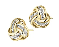 Best Apart Kolczyki z żółtego złota z diamentami - 0,01 ct - próba 375
