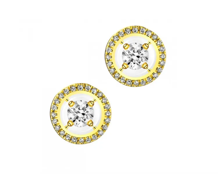 Apart Kolczyki z żółtego złota z diamentami - koła - 0,33 ct - próba 585< Kolczyki Z Diamentami