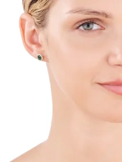 New Apart Kolczyki z żółtego złota z diamentami i szmaragdami - próba 585