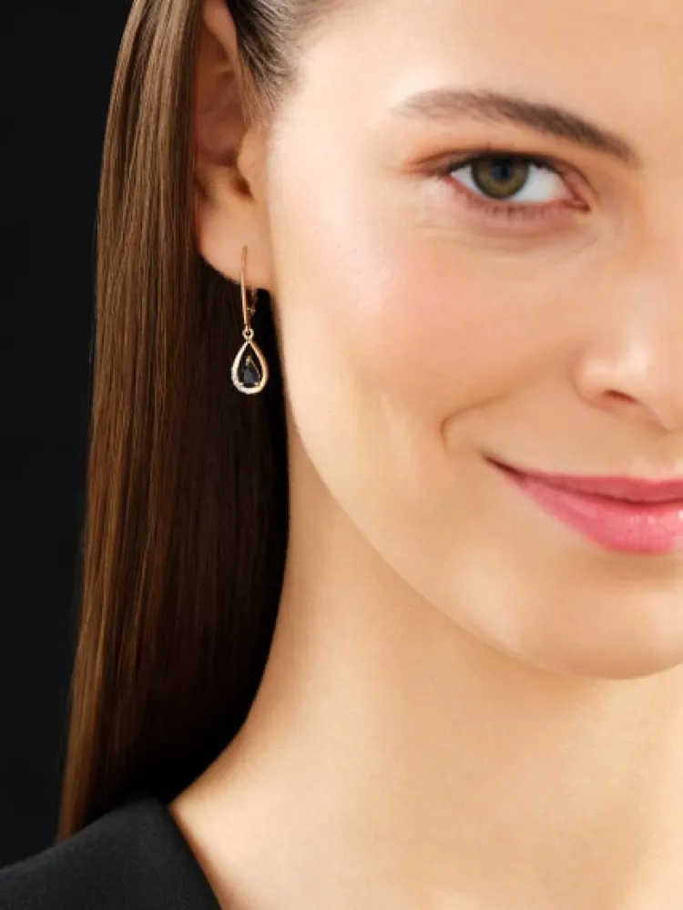Outlet Apart Kolczyki z żółtego złota z diamentami i szafirami - próba 585