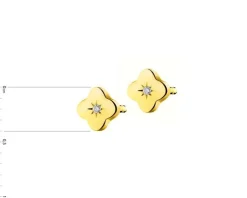 Best Apart Kolczyki z żółtego złota z diamentami - kwiaty - 0,008 ct - próba 375