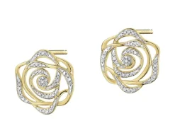 Online Apart Kolczyki z żółtego złota z diamentami - kwiaty, róże - 0,25 ct - próba 585