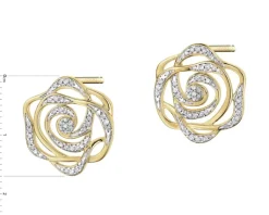 Online Apart Kolczyki z żółtego złota z diamentami - kwiaty, róże - 0,25 ct - próba 585