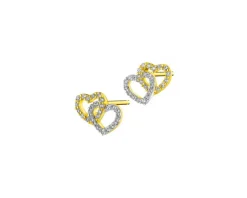 Hot Apart Kolczyki z żółtego złota z diamentami - serca - 0,16 ct - próba 585