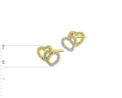 Hot Apart Kolczyki z żółtego złota z diamentami - serca - 0,16 ct - próba 585