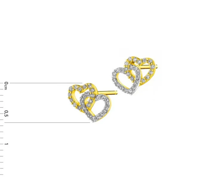 Hot Apart Kolczyki z żółtego złota z diamentami - serca - 0,16 ct - próba 585