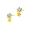 Clearance Apart Kolczyki z żółtego złota z diamentami - kwiaty - 0,06 ct - próba 585