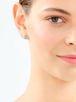 Apart Kolczyki z żółtego złota z diamentami i topazami - próba 375< Kolczyki Z Diamentami