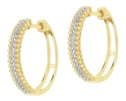 Hot Apart Kolczyki z żółtego złota z diamentami - koła - 0,10 ct - próba 375