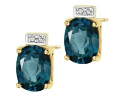Apart Kolczyki z żółtego złota z diamentami i topazami london Blue - próba 585< Wszystkie
