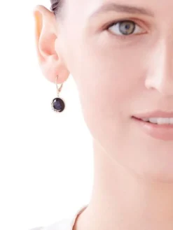 Best Apart Kolczyki z żółtego złota z diamentami i onyksami - próba 585