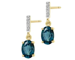 Apart Kolczyki z żółtego złota z diamentami i topazami London Blue - próba 585< Wszystkie