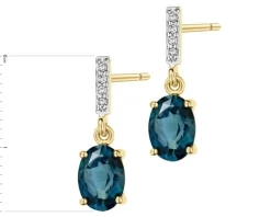 Apart Kolczyki z żółtego złota z diamentami i topazami London Blue - próba 585< Wszystkie