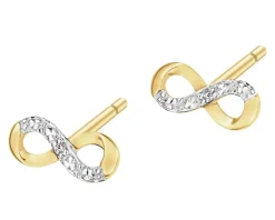 Discount Apart Kolczyki z żółtego złota z diamentami - nieskończoność - 0,006 ct - próba 585