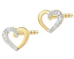 Apart Kolczyki z żółtego złota z diamentami - serca - 0,005 ct - próba 375