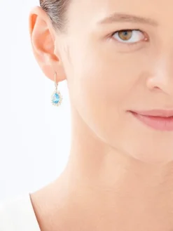 Apart Kolczyki z żółtego złota z diamentami i topazami - próba 585< Kolczyki Z Diamentami