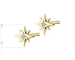 Clearance Apart Kolczyki z żółtego złota z diamentami - gwiazdy - 0,006 ct - próba 375