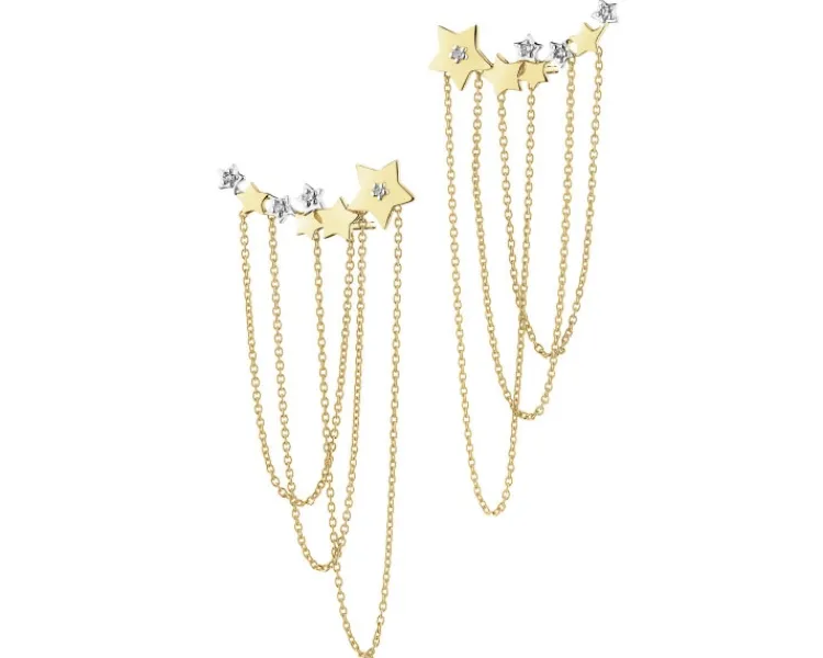 Apart Kolczyki z żółtego złota z diamentami - gwiazdy - 0,02 ct - próba 375< Kolczyki Z Diamentami