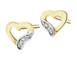 Apart Kolczyki z żółtego złota z diamentami - serca - 0,008 ct - próba 585< Wszystkie