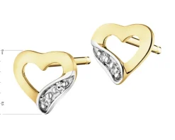 Apart Kolczyki z żółtego złota z diamentami - serca - 0,008 ct - próba 585< Wszystkie