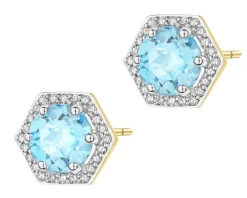 Outlet Apart Kolczyki z żółtego złota z diamentami i topazami - próba 585