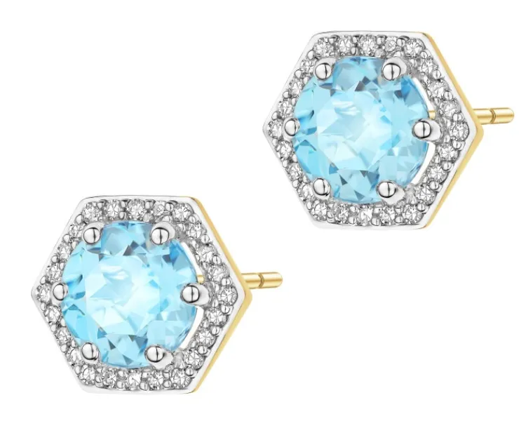 Outlet Apart Kolczyki z żółtego złota z diamentami i topazami - próba 585