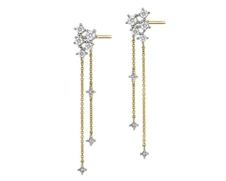 Hot Apart Kolczyki z żółtego złota z diamentami - 0,06 ct - próba 375
