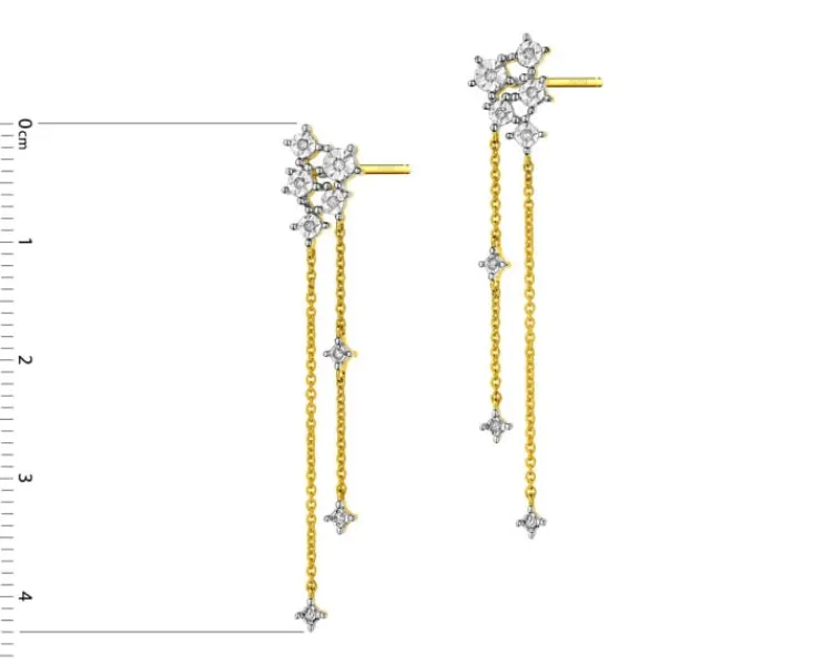 Hot Apart Kolczyki z żółtego złota z diamentami - 0,06 ct - próba 375
