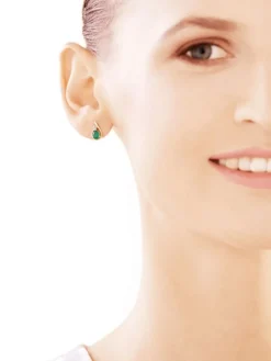 Apart Kolczyki z żółtego złota z diamentami i szmaragdami - próba 585< Kolczyki Z Diamentami