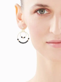 Apart Kolczyki z żółtego złota z diamentami i agatami - próba 375< Kolczyki Z Diamentami