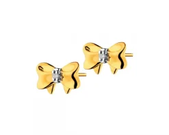Online Apart Kolczyki z żółtego złota z diamentami - kokardki - 0,006 ct - próba 585