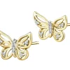 Sale Apart Kolczyki z żółtego złota z diamentami - motyle - 0,05 ct - próba 375