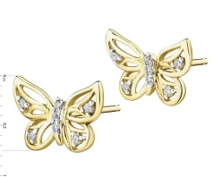 Sale Apart Kolczyki z żółtego złota z diamentami - motyle - 0,05 ct - próba 375