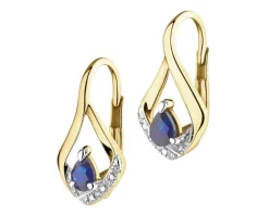Discount Apart Kolczyki z żółtego złota z diamentami i szafirami - próba 585