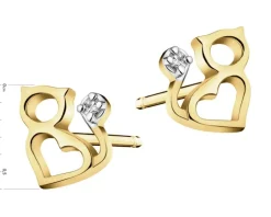 Apart Kolczyki z żółtego złota z diamentami - koty, serca - 0,01 ct - próba 375< Wszystkie