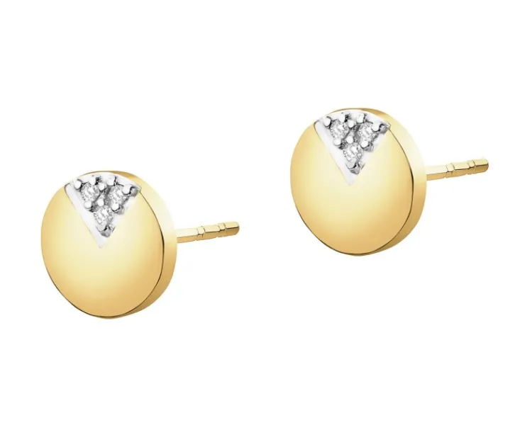 Apart Kolczyki z żółtego złota z diamentami - koła - 0,01 ct - próba 375