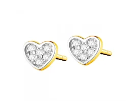 Apart Kolczyki z żółtego złota z diamentami - serca - 0,03 ct - próba 585