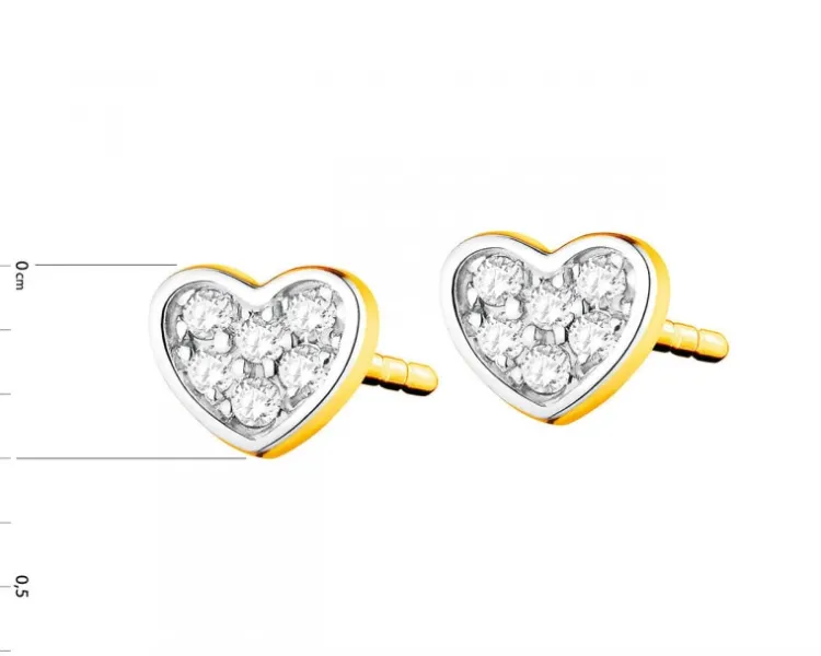 Apart Kolczyki z żółtego złota z diamentami - serca - 0,03 ct - próba 585