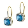 Hot Apart Kolczyki z żółtego złota z diamentami i topazami London Blue - próba 585