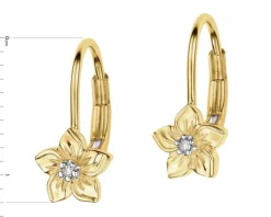 Apart Kolczyki z żółtego złota z diamentami - kwiaty - 0,008 ct - próba 375